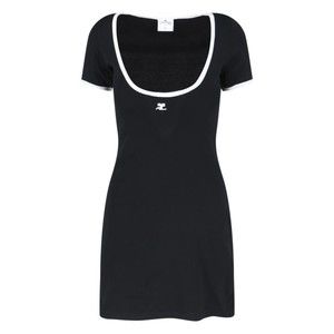 Courrèges Ribbed Black Cotton Mini Dress - NWT
